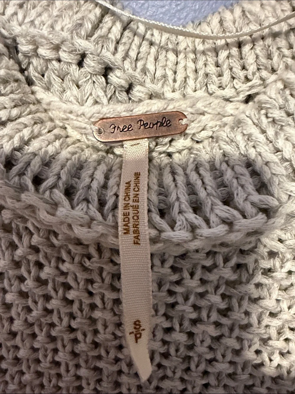 FREE PEOPLE Cream Open Knit Cotton Sweater Women’s Size Small